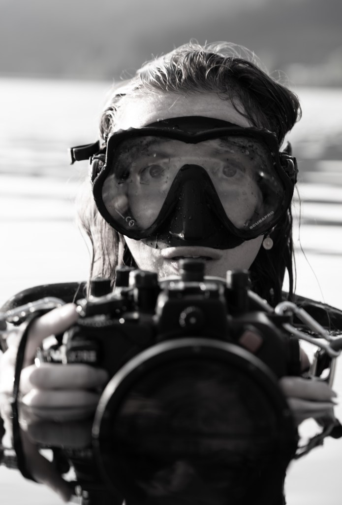 sabine m probst saavedra with diving mask and camera in water